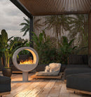 Camino a Bioetanolo da Pavimento 72,5x100x37,5 cm Incyrcle 2Side Stand Bianco con Vetro