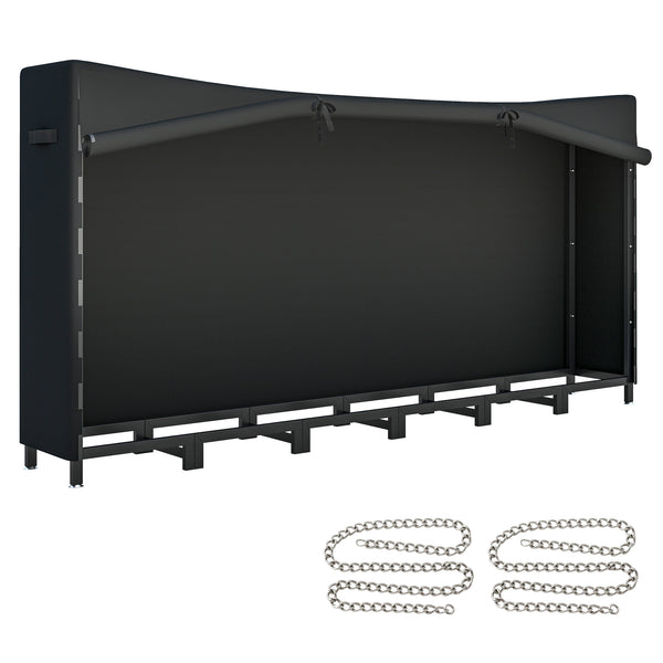 Legnaia da Esterno 235x31x116 cm con Telo Impermeabile e Struttura Regolabile in Metallo Nero sconto