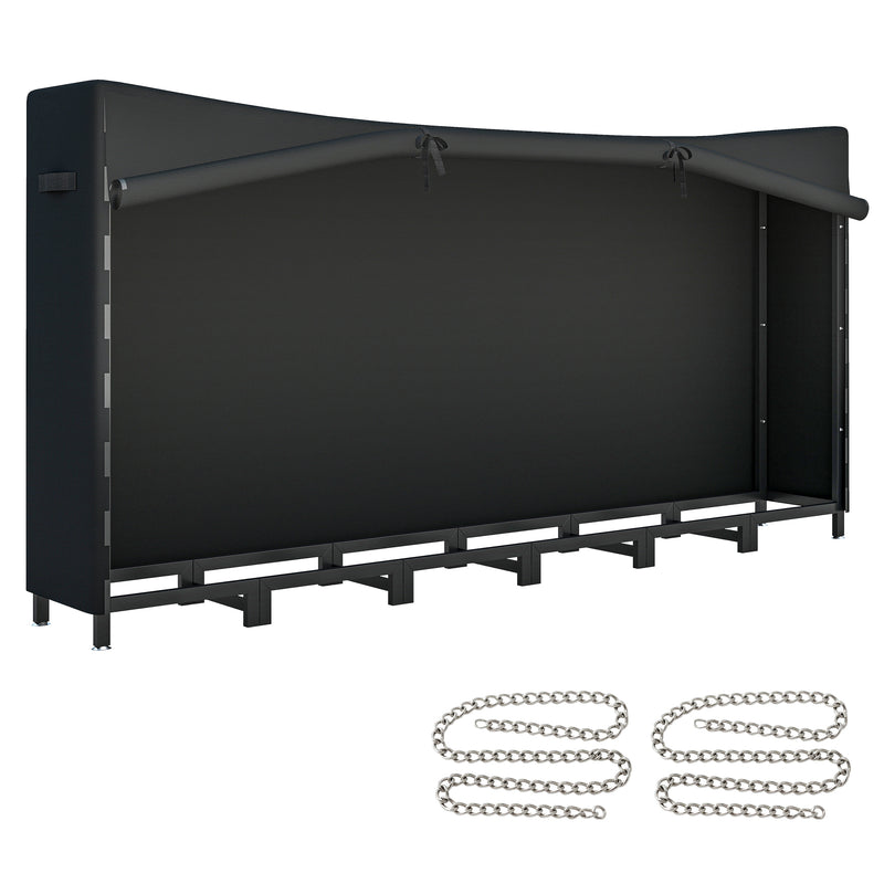 Legnaia da Esterno 235x31x116 cm con Telo Impermeabile e Struttura Regolabile in Metallo Nero      