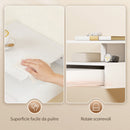 Set di 2 Comodini Sospesi 35x32x22,5 cm con Cassetto e Mensola Aperta in Legno Bianco      