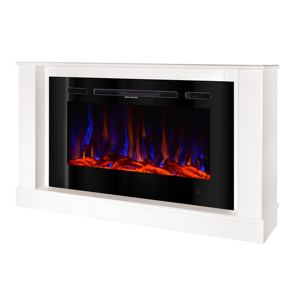 prezzo Camino Elettrico da Pavimento 72,5x121,5x30 cm Effetto Fiamma 1500W Bernard mini & Adeli Bianco