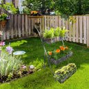 Portapiante Fioriera da Giardino a 3 Livelli con Ruote Argento 53x39x79 cm 