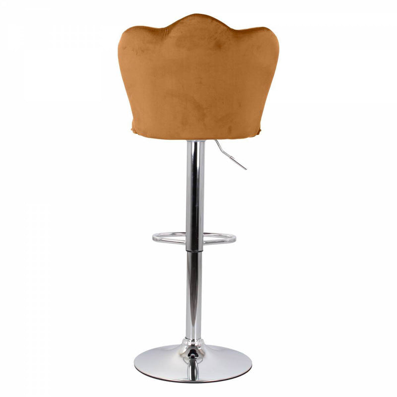 Set 2 Sgabelli 38x38x60/80 cm in Velluto Base Cromata Cammello