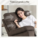 Poltrona Alzapersona Reclinabile Massaggiante e Riscaldante 93x101x102 cm in Tessuto Effetto Velluto Marrone Scuro   