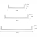 Set 3 Mensole Decorative 30-40-50 cm Bianco