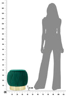 Puff Contenitore Paris Verde Ø41x41 cm Legno Spugna e Velluto Sintetico Verde e Oro
