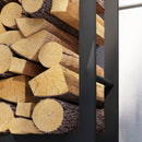 Portalegna per Camino da Interno o Esterno con Ruote 120x32x151 cm in Acciaio Nero