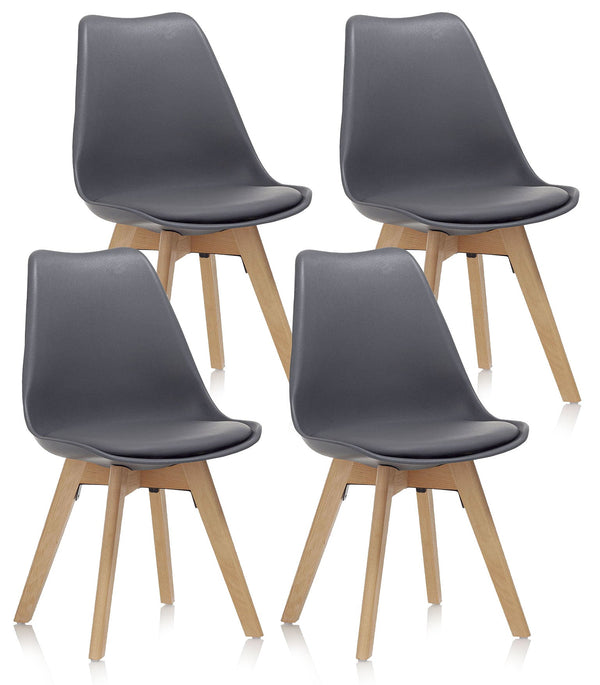 acquista Set 4 Sedie 48,5x47x81,5 cm in Similpelle Grigio