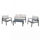 Set Salotto da Giardino Divano 2 Poltrone e Tavolino con Cuscini in Alluminio Antracite