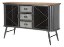 Mobile Illinois 120x35x77 cm in Ferro e Legno di Abete Grigio e Grigio e Naturale