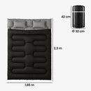 Sacco a Pelo Matrimoniale per 2 Adulti 230x165 cm con Cuscini Temperatura 0-5°C in Poliestere e Cotone Nero      