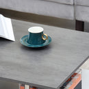 Tavolino da Salotto 2 Livelli 90x60x42 cm in Truciolato e Acciaio Inox Bianco e Cemento