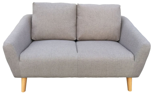 Divano Design Divanetto 2 Posti Tessuto Grigio Piedi in Legno per Casa Ufficio sconto