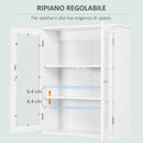 Pensile da Bagno Armadietto con Anta a Vetro 55x20x65 cm in Legno Bianco  