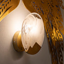 Lampada da Muro Moon Ø20x10 cm in Vetro e Ferro Oro e Bianco      
