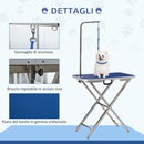 Tavolo da Toelettatura e Tosatura Pieghevole per Cani e Gatti 70x45x74-81 cm Carico 70Kg Blu