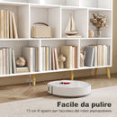 Libreria a 10 Cubi e 3 Ripiani 140x24x107 cm con Gambe in Legno Massello in Truciolare e MDF Bianco Effetto Legno      