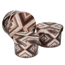 Set 3 Scatole in Similpelle marrone righe tondo 