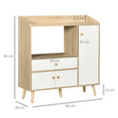 Mobile da Cucina per Microonde 90x30x94 cm in Truciolato Naturale e Bianco