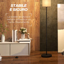 Lampada da Terra 40W con Interruttore a Pedale Ø25x161.5 cm Paralume in Tessuto Effetto Lino Nero e Beige 