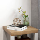 Tavolino da Soggiorno 40x40x40 cm con Rotelle e Mensola Aperta in Legno Naturale e Bianco      