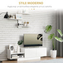 Mobile TV con Armadietto e Mensola a Muro  150x31,5x40 cm in Legno Bianco