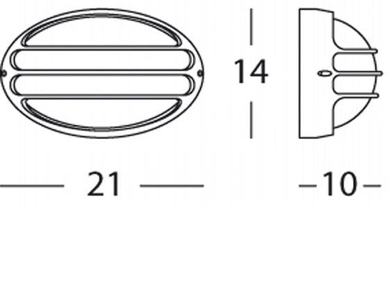 Lampada Plafoniera Ovale Piccola con Griglia Colore Grigio per Esterno Linea Garden Livos