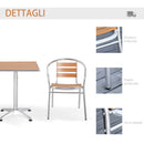 Set Tavolo e 2 Sedie da Giardino in Alluminio Effetto Legno