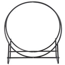 Porta Legna Design Cerchio da Interno in Ferro Nero 102x40x114 cm 