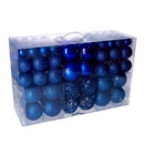 Set 100 Palline Decorative per Albero di Natale in Plastica blu cm Ø4,6,8