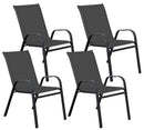 Set 4 Sedie da Giardino 67x57x107 cm in Metallo e Textilene Grigio