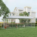 Kennel per Cani da Esterno 6x2,3x2,3m con Tetto Impermeabile in Tessuto Oxford e Acciaio Argento