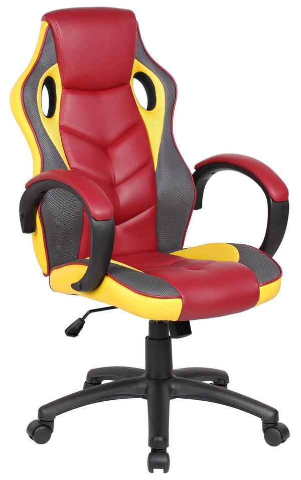 prezzo Sedia da Gaming Ergonomica 61x66x116 cm in Similpelle Granata e Gialla