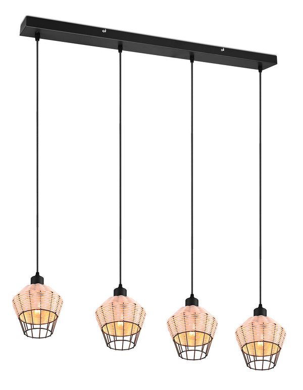 sconto Lampada a Sospensione da Interno Attacco E27 in Tessuto Naturale