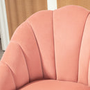 Poltrona da Salotto Imbottita a Conchiglia Stile Art Decò in Velluto Rosa 