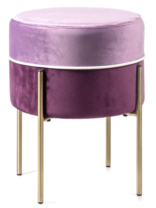 sconto Pouf Imbottito Ø41x40 cm in Velluto Viola e Lilla