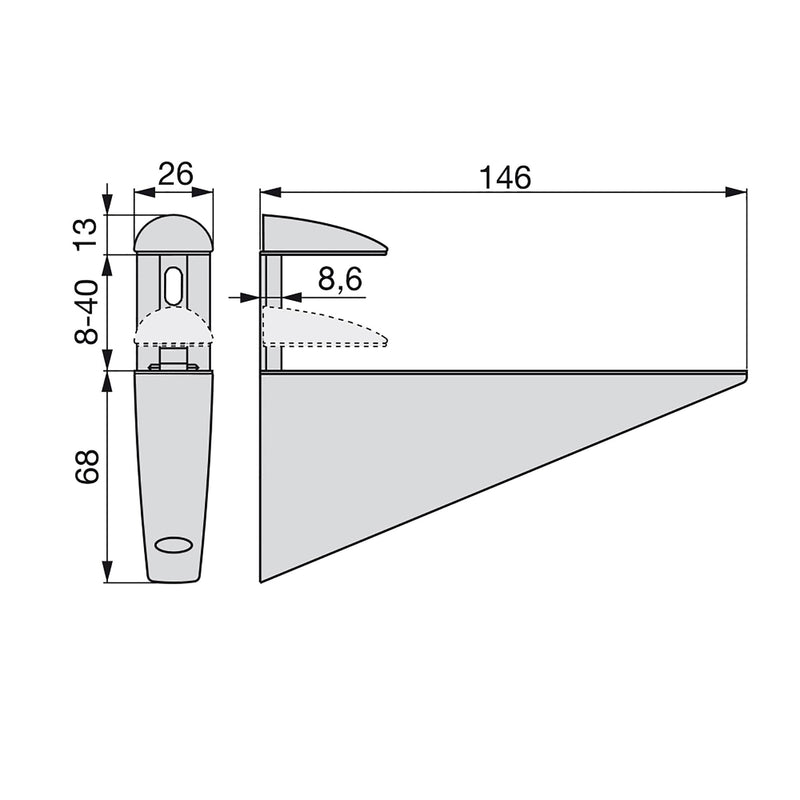 Reggipiano per Mensole in Legno/Vetro 1 Set Verniciato Nichel Opaco Tecnoplastica e Zama Emuca