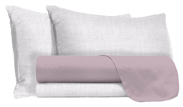 sconto Set Lenzuola Sopra Sotto e Federe in Cotone Rosa Antico Varie Misure