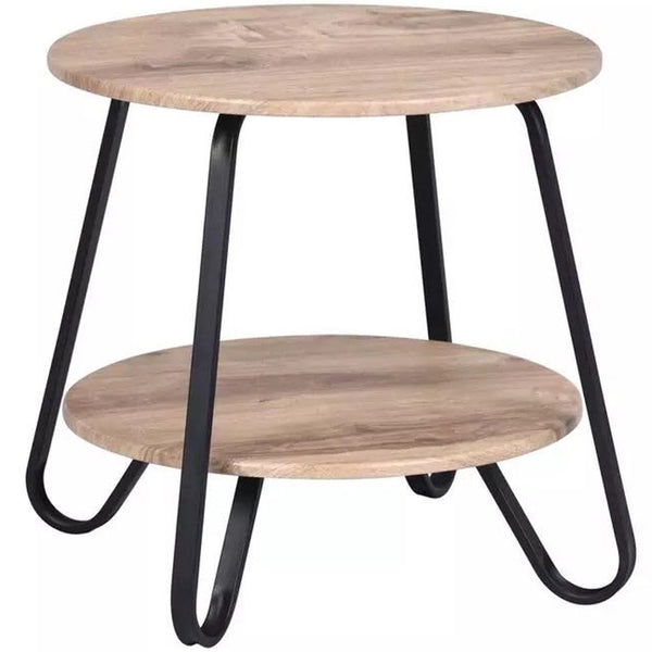 online Tavolino Tavolo Moderno Design Rotondo Struttura Nera Piano Tortora Salvaspazio