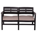 Set Salotto da Giardino 4 Posti Cuscini Tortora Struttura Nero Effetto Legno Malindi      