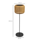Lampada Solare da Giardino Ø34x130 cm con Illuminazione LED in Acciaio e Rattan PE Giallo  