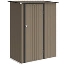 Capanno Porta Attrezzi 142x86x189 cm con Tetto Inclinato e Porta Bloccabile in Metallo Marrone      