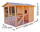 Pollaio da Giardino 175x268x204 cm Per 6-10 Galline in Legno Naturale 
