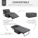 Pouf Letto Poltrona Schienale Reclinabile 95x179x78 cm in Tessuto Effetto Lino Grigio  