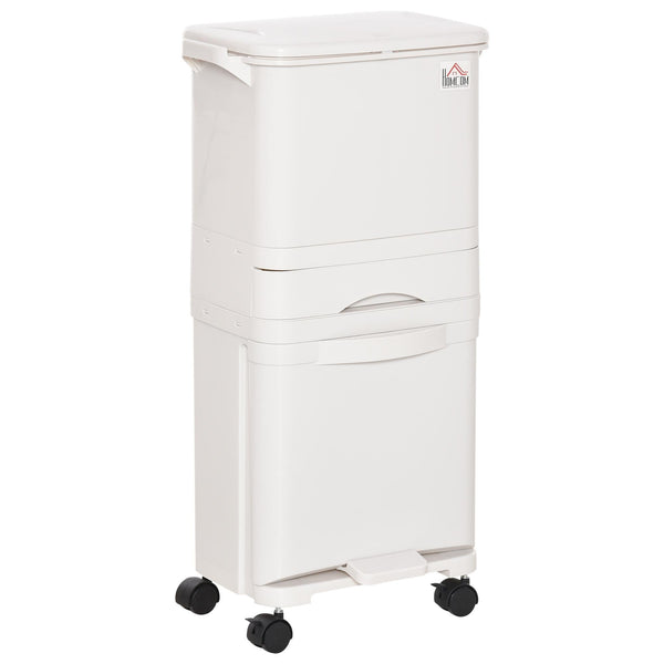 prezzo Pattumiera Differenziata 3 Contenitori 42x29x83 cm in Plastica Bianca