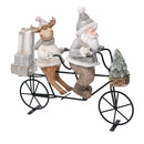 Pupazzo Babbo Natale in ceramica con renna grigio cm 29,5x9,5xh28