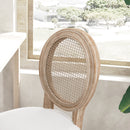 Set 2 Sgabelli da Bar con Schienale Cuscini e Poggiapiedi 48x56x118 cm in Legno e Poliestere Crema