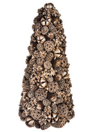 Set 2 Coni Decorativi con Pigne e Bacche Alteza 30 cm Oro