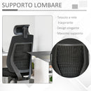 Sedia Poltrona Direzionale da Ufficio 67x64x118-126 cm in Tessuto a Rete Nero