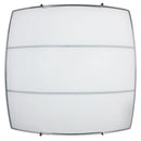 Plafoniera 2xE27 Ganci Cromo Vetro Lastra Serigrafato Bianco 2 Righe E-Energy Luce